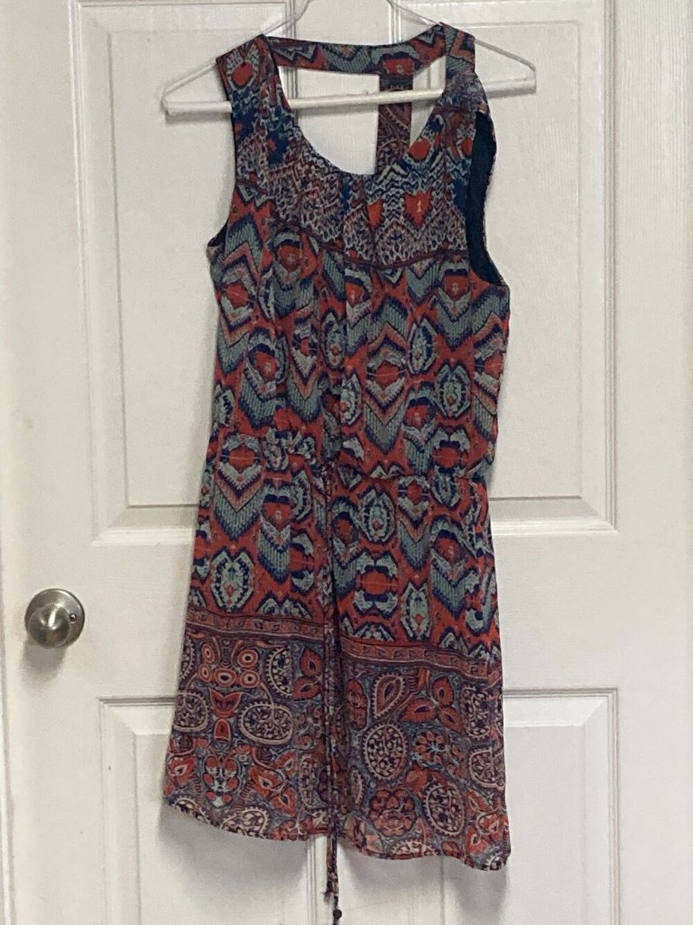 Women's summer dress by Enfocus Petite blue/orange pattern sze 10P
